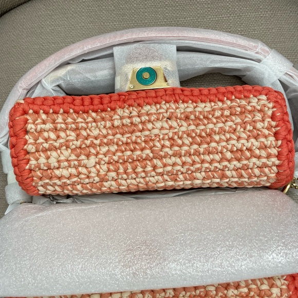 Coach Soft Tabby Shoulder Bag With Crochet in Faded Orange Multi New - Picture 7 of 15